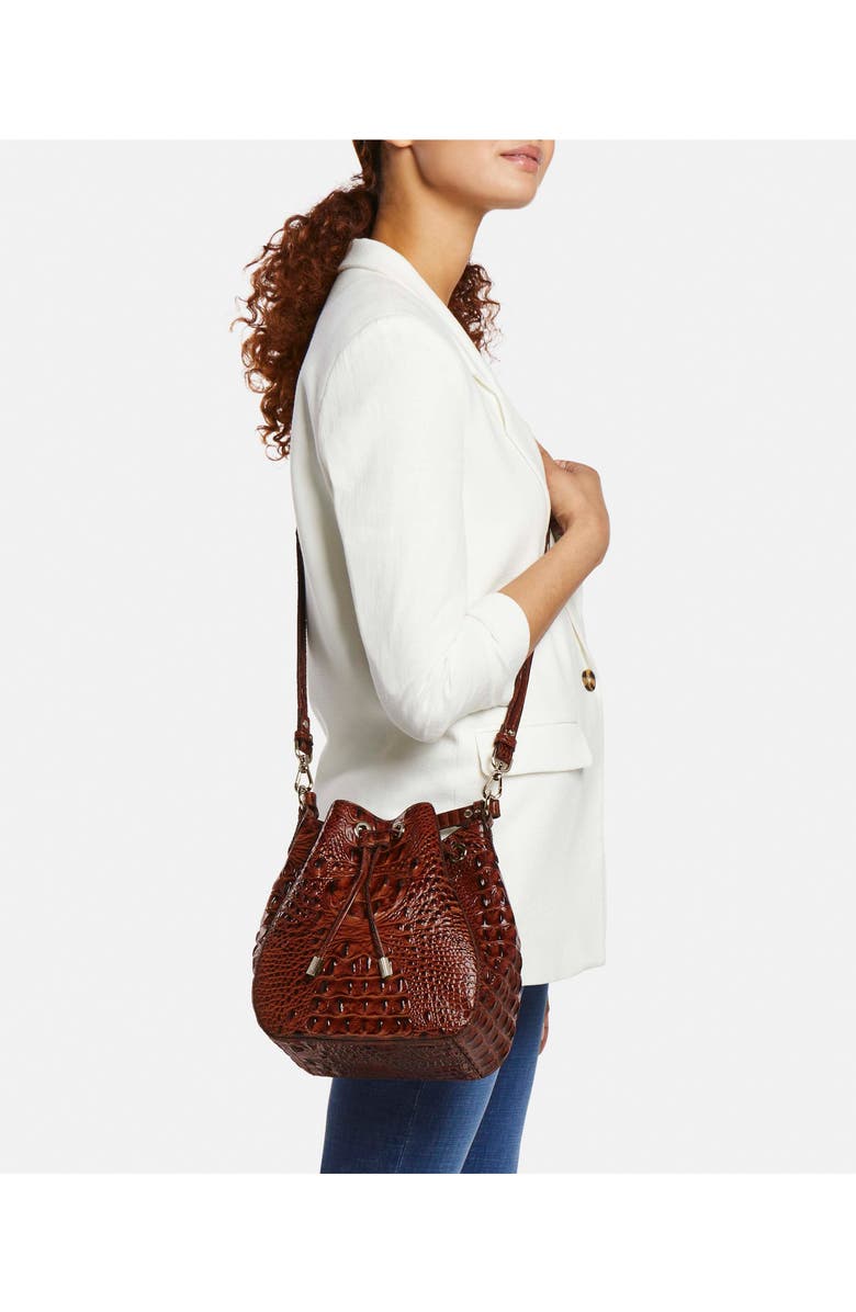 Brahmin Melinda Snake Embossed Leather Bucket Bag, Alternate, color,
