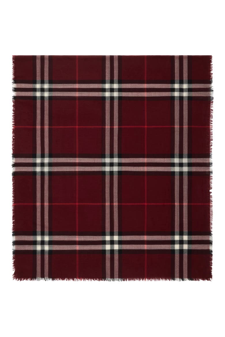 Giant Check Lightweight Wool Scarf, Main, color, OXBLOOD RED