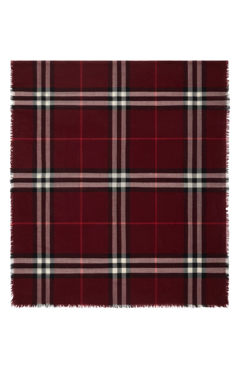 Burberry Giant Check Lightweight Wool Scarf, Main, color, Oxblood Red