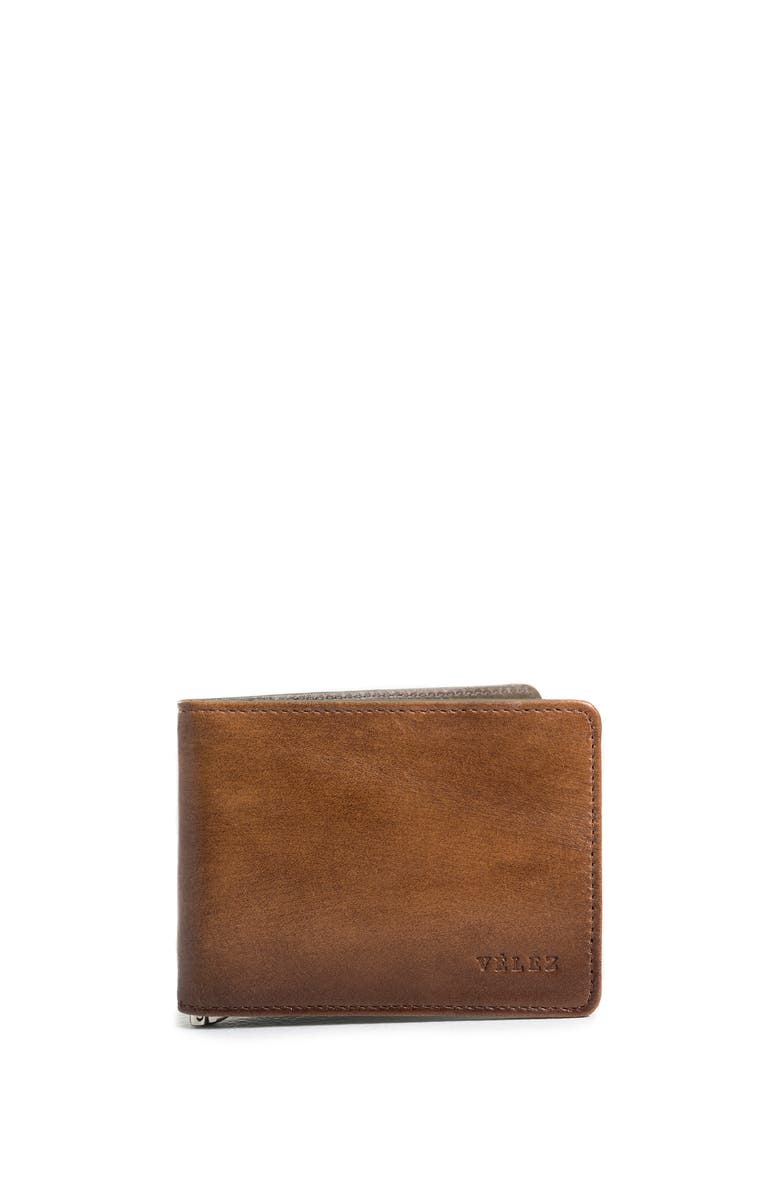 Velez Minimalist Leather Bifold Wallet with RFID Blocking, Main, color, Brown