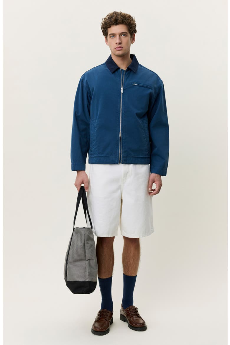 Cotton Twill Zip Jacket, Alternate, color, DARK DENIM BLUE