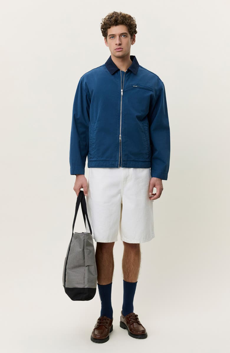 Les Deux Cotton Twill Zip Jacket, Alternate, color, Dark Denim Blue