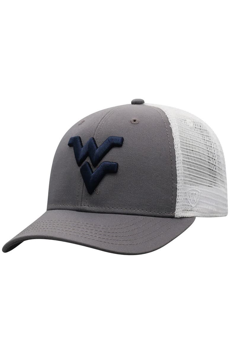 TOP OF THE WORLD Men's Top of the World Gray West Virginia Mountaineers Trucker Adjustable Hat, Main, color, 