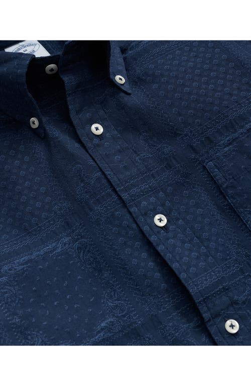 Brooks Brothers Regular Fit Patchwork Jacquard Short Sleeve Cotton Button-down Shirt In Patchworkjacquard