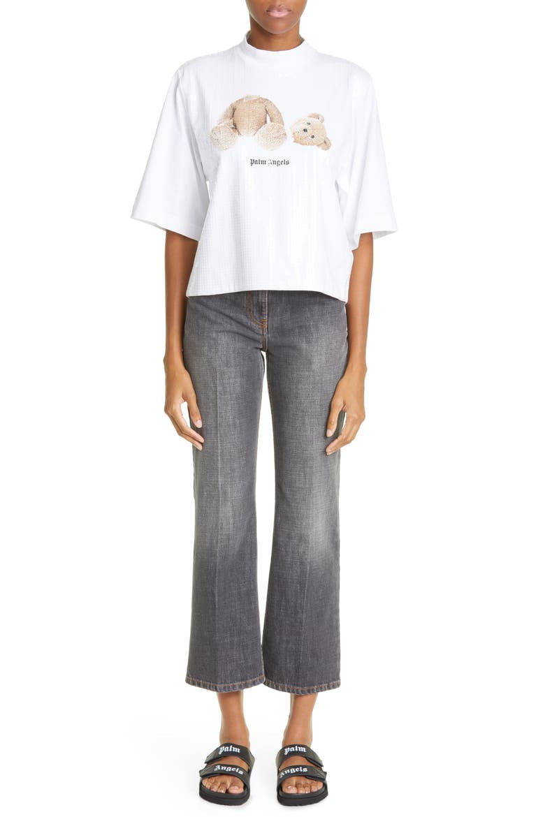 Star Inset Flare Jeans, Main, color, BLACK BLACK