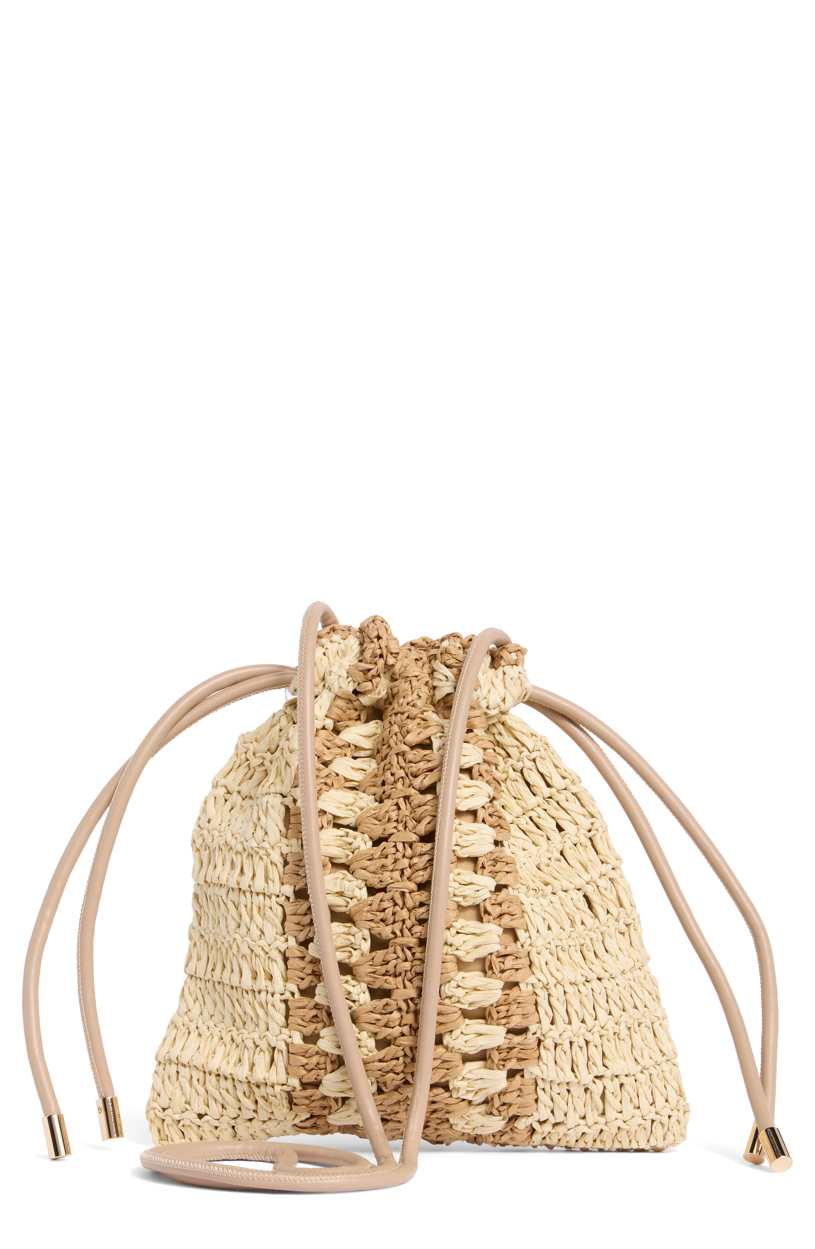 Straw Bucket Bag, Alternate, color, TAN MULTI