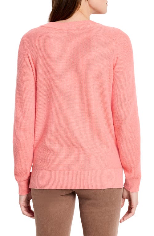 Nic + Zoe Nic+zoe Waffle Stitch V-neck Sweater In Cosmopolitan