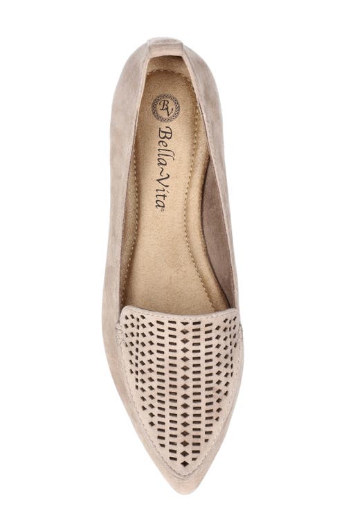Bella Vita Alessi Perforated Pointed Toe Flat In Almond Suede