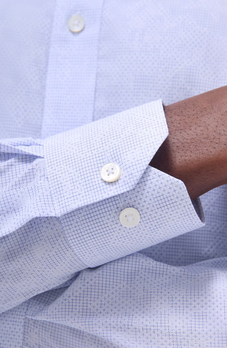 Bugatchi Karl Shaped Fit Mini Check Stretch Cotton Button-Up Shirt, Alternate, color, 