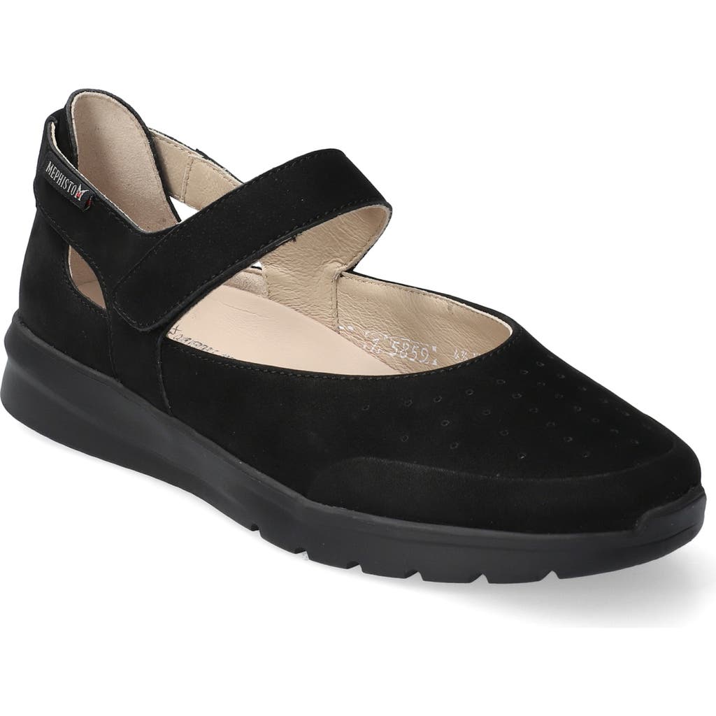 Mephisto Marsia Mary Jane Flat in Black Bucksoft