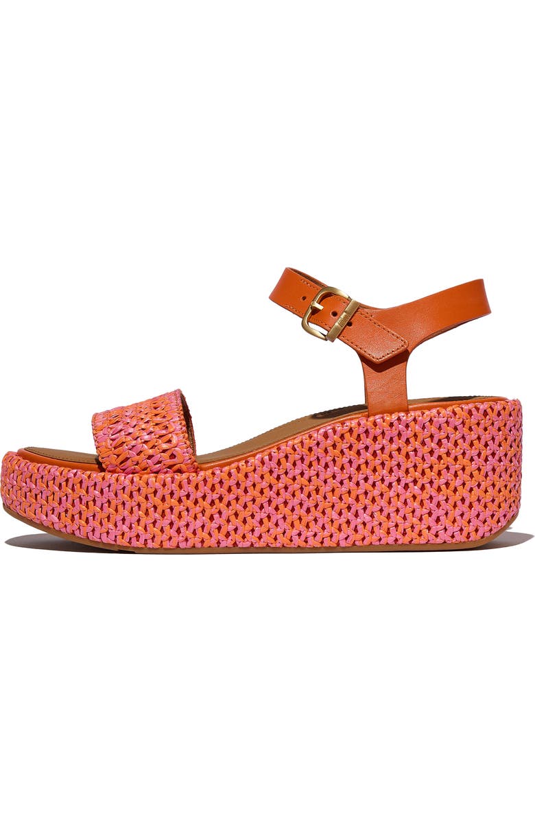FitFlop PlatFForms Woven Ankle Strap Wedge Sandal, Alternate, color, Satsuma/Pink Perfect