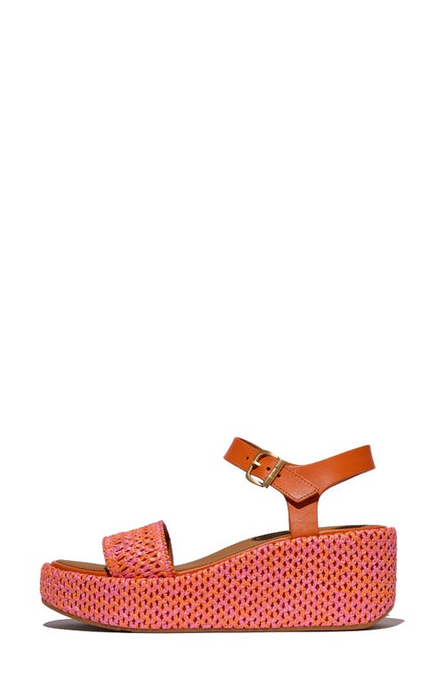 Fitflop Platfforms Woven Ankle Strap Wedge Sandal In Pink