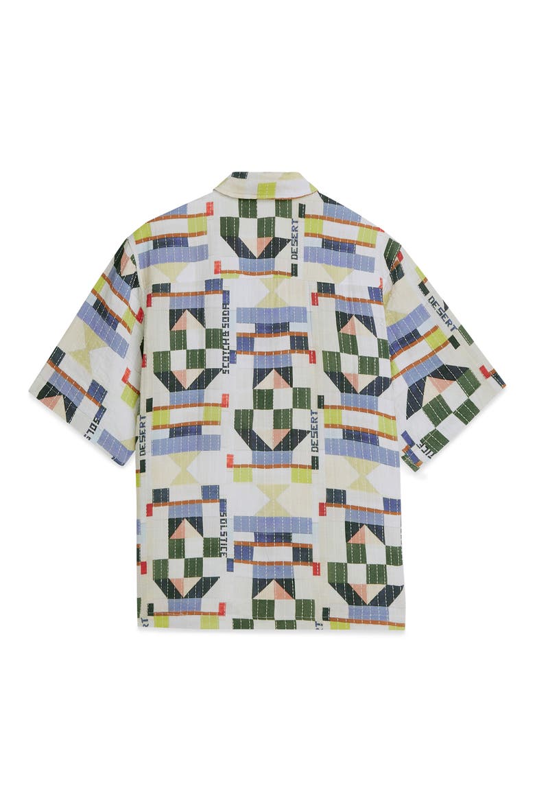 Relaxed Fit Print Short Sleeve Button-Up Shirt, Alternate, color, PATCHWORK JACQUARD