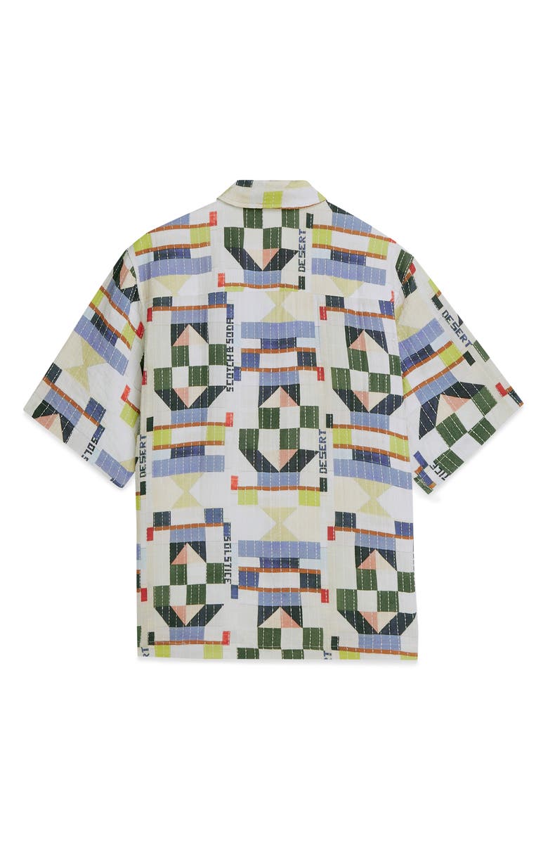 Scotch & Soda Relaxed Fit Print Short Sleeve Button-Up Shirt, Alternate, color, Patchwork Jacquard