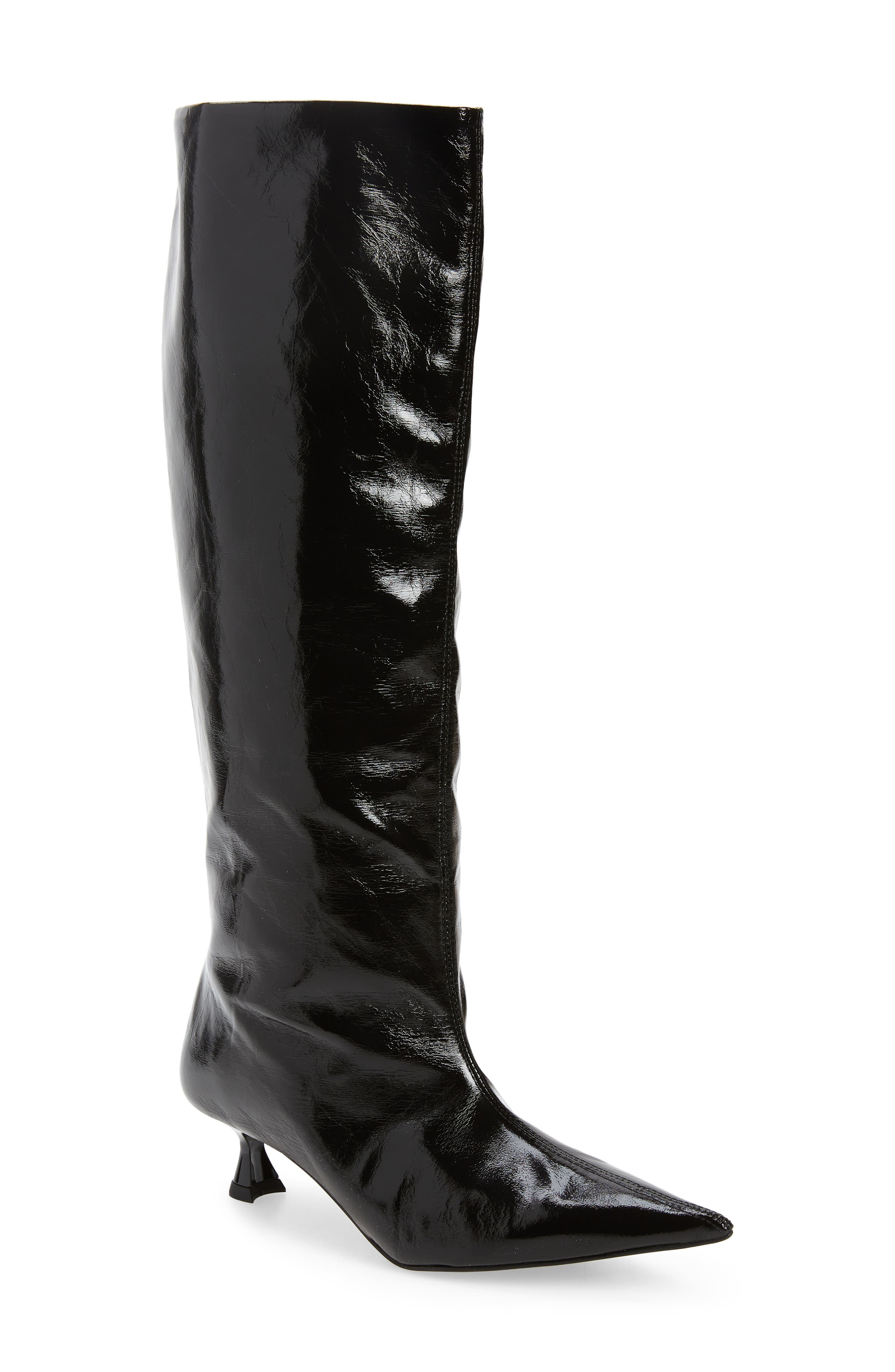 Ganni Slouchy Pointed Toe Knee High Boot, Main, color, 