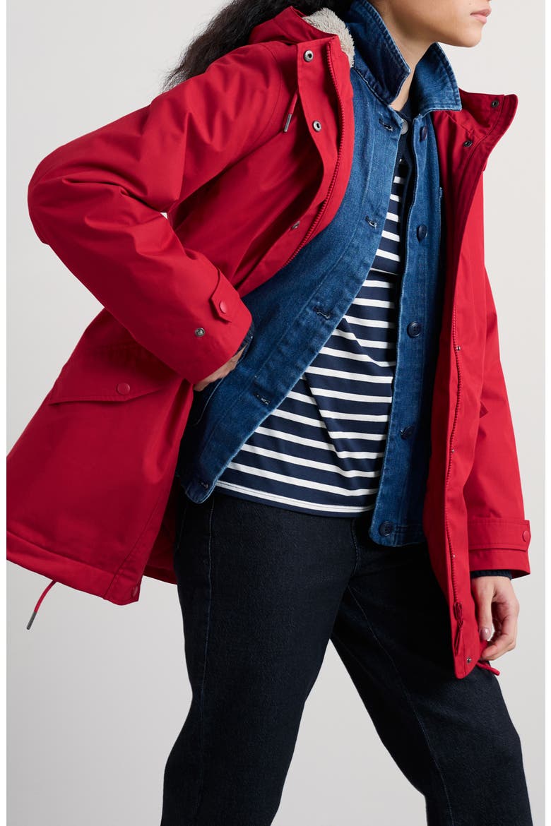 Porth Nanven Waterproof Organic Cotton Blend Raincoat, Alternate, color, CARMINE
