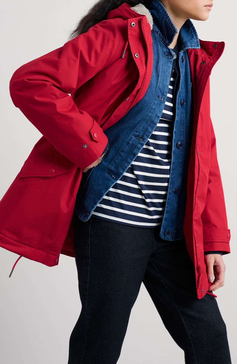 Seasalt Cornwall Porth Nanven Waterproof Organic Cotton Blend Raincoat, Alternate, color, Carmine