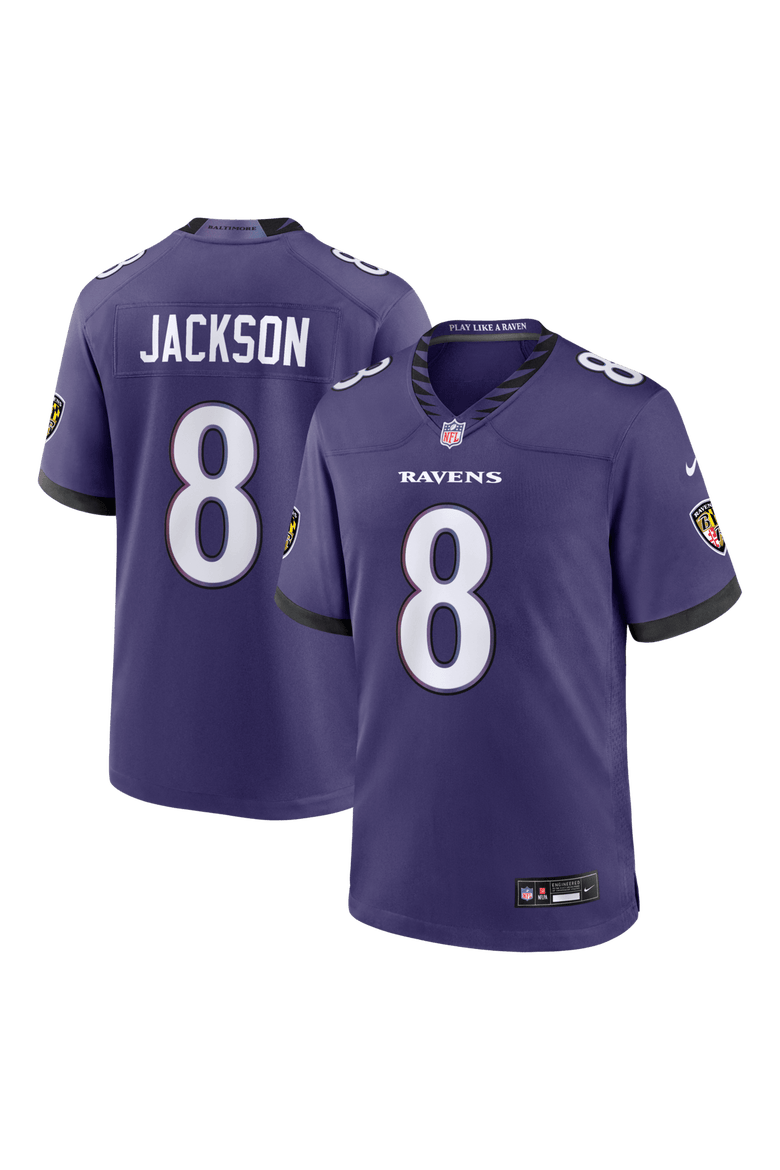 Men's Nike Lamar Jackson Purple Baltimore Ravens Team Game Jersey, Main, color, Purple