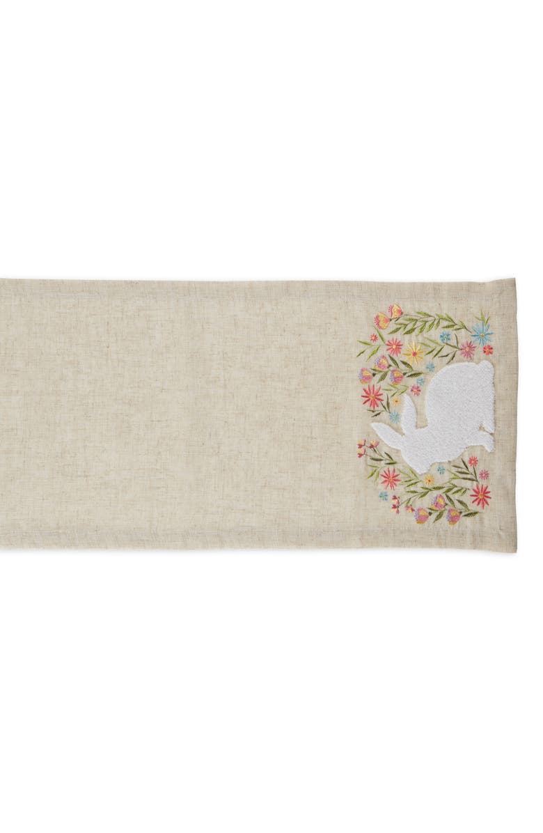 Design Imports Spring Meadow Embroidered Table Runner, Alternate, color, Beige