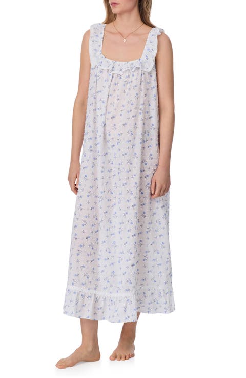 Lace Trim Swiss Dot Nightgown