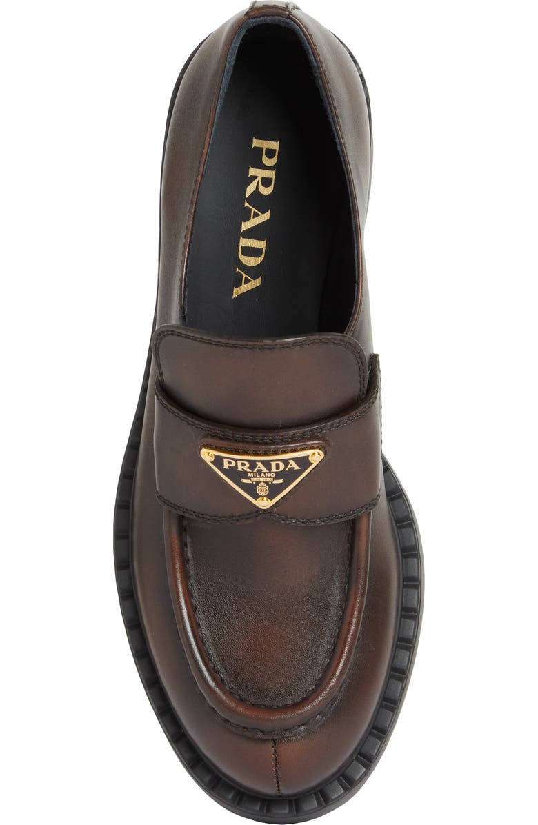 Prada Chocolate Logo Loafer, Alternate, color, Moro
