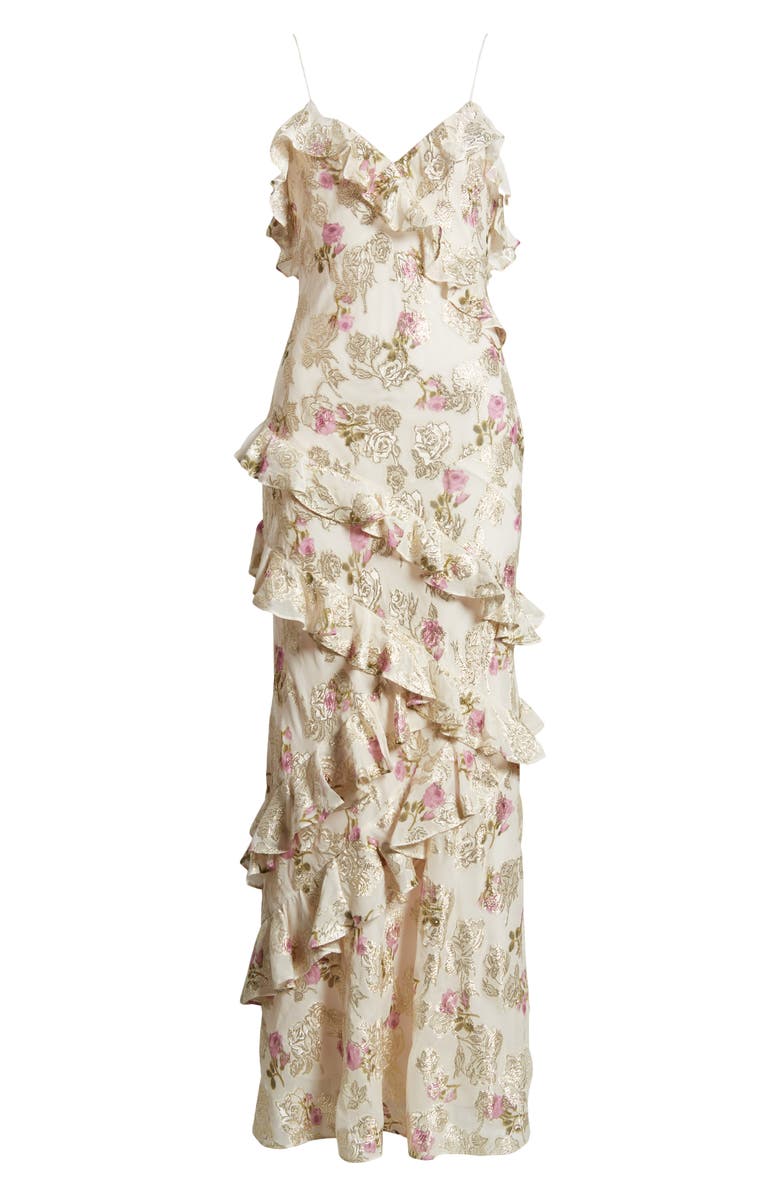 LoveShackFancy Rialto Ruffle Sleeveless Maxi Dress, Alternate, color, 