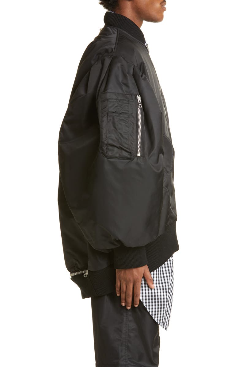 Simone Rocha Puff Sleeve Oversize Satin Bomber Jacket, Alternate, color, 