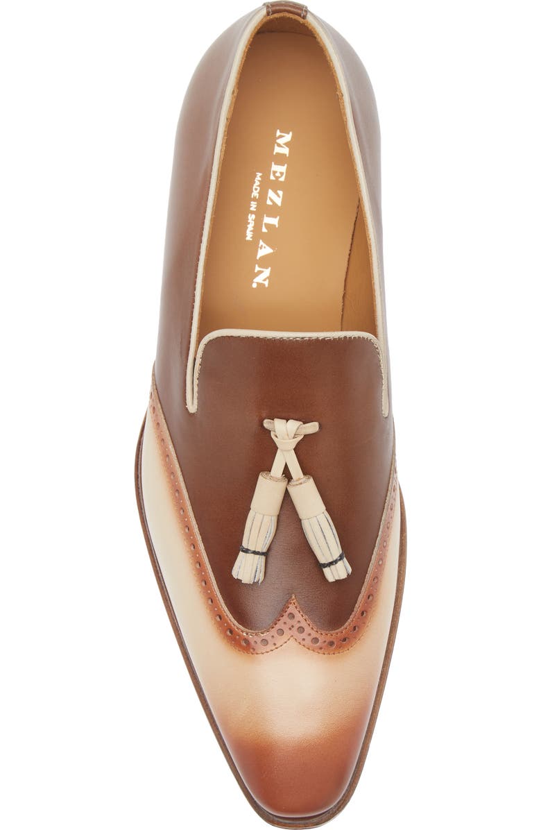 Mezlan Jucar Wingtip Tassel Loafer, Alternate, color, Bone/ Chocolate