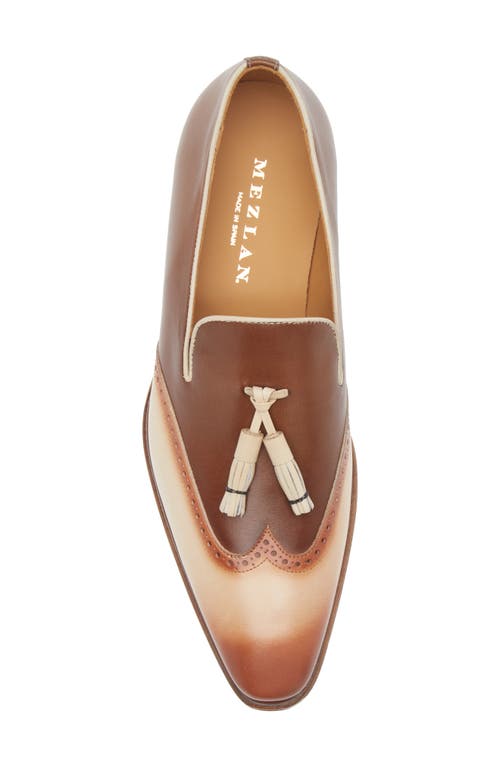 Mezlan Jucar Wingtip Tassel Loafer In Bone/chocolate