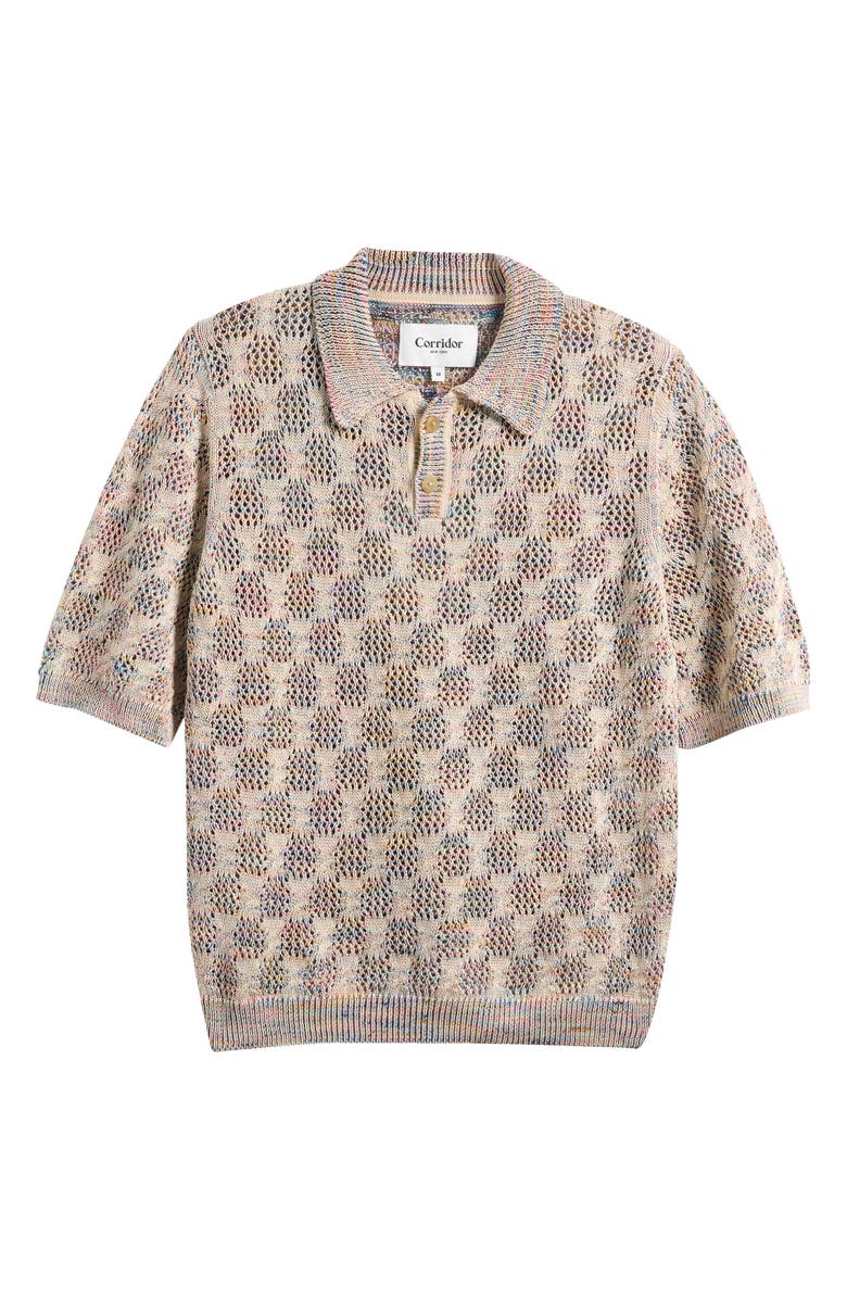 Corridor Cable Lace Open Knit Polo Sweater, Alternate, color, Natural