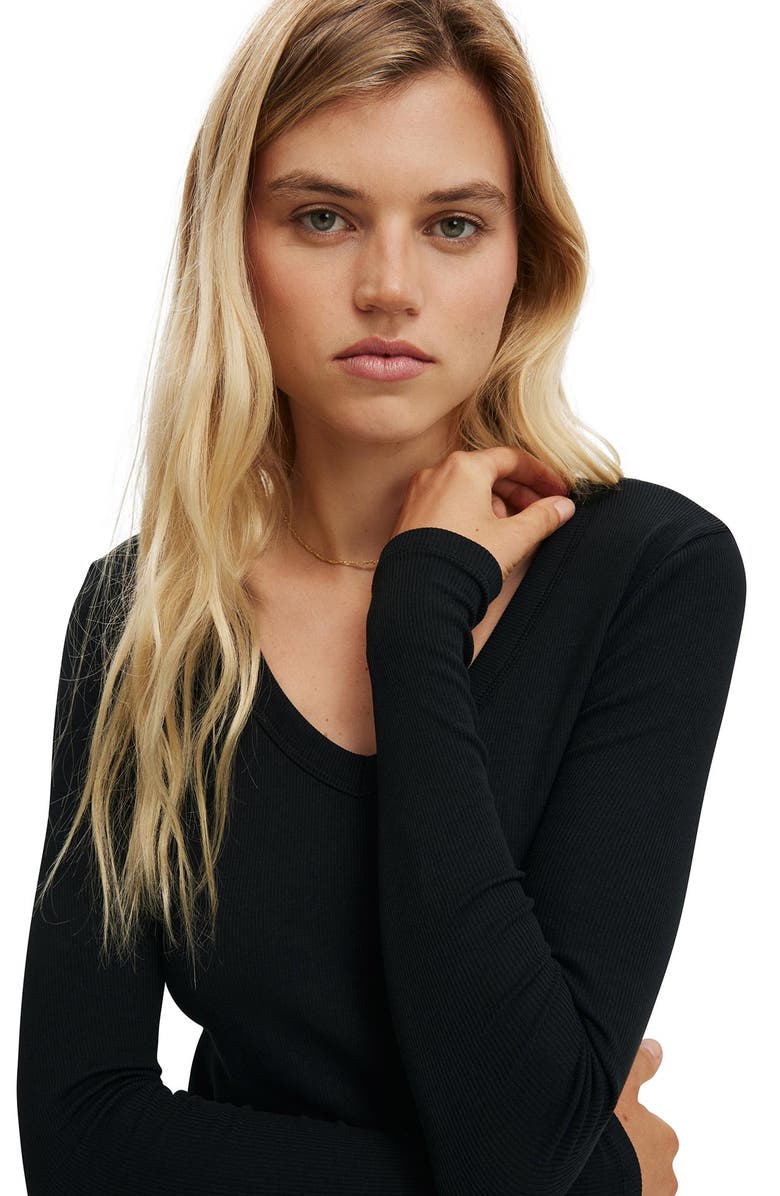 Cotton On Women's Goldie Rib V Neck Long Sleeve, Alternate, color, 