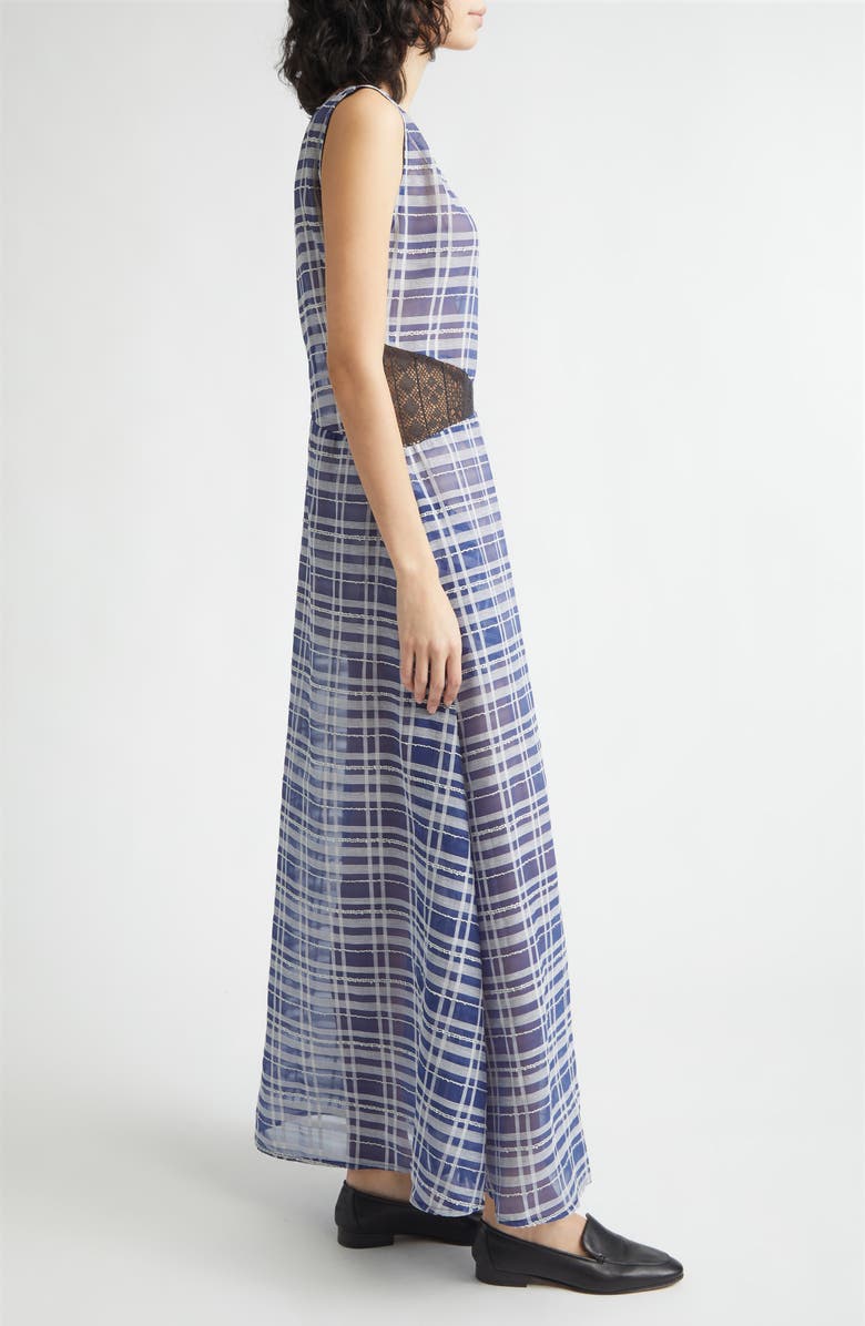 KÚR Check Sleeveless Maxi Dress, Alternate, color, Sea Blue