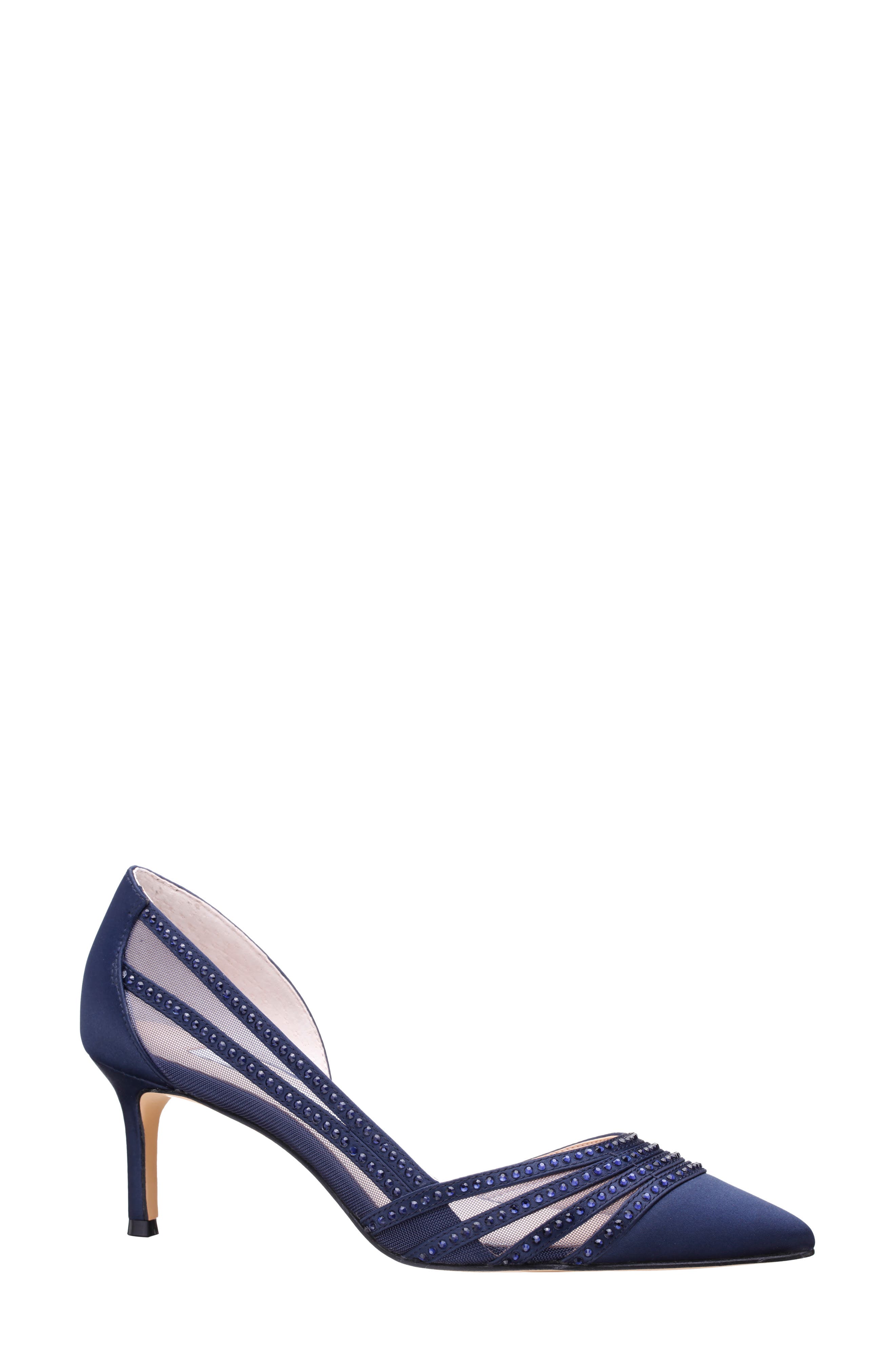 Noreen Pointed Toe Half d'Orsay Pump, Main, color, NEW NAVY