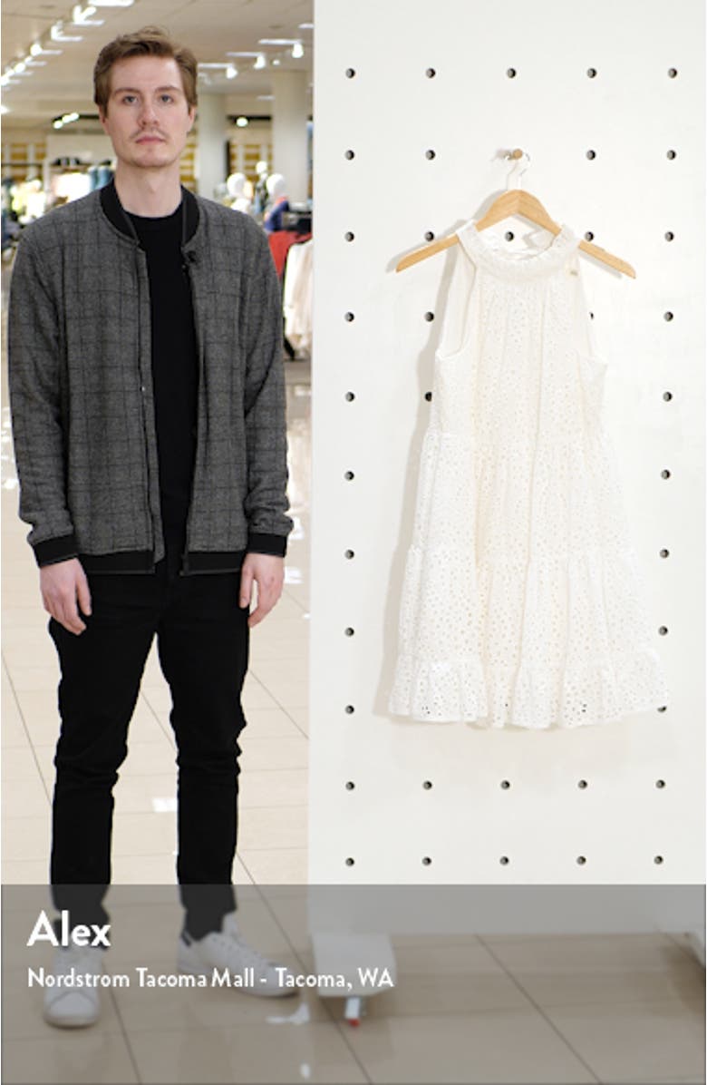 Eyelet Tiered Halter Dress, sales video thumbnail