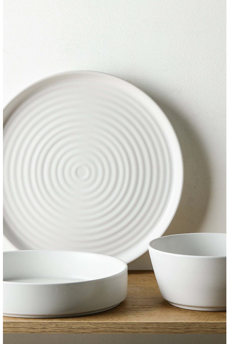 Elica Stoneware 12-Piece Dinnerware Set, Alternate, color, White