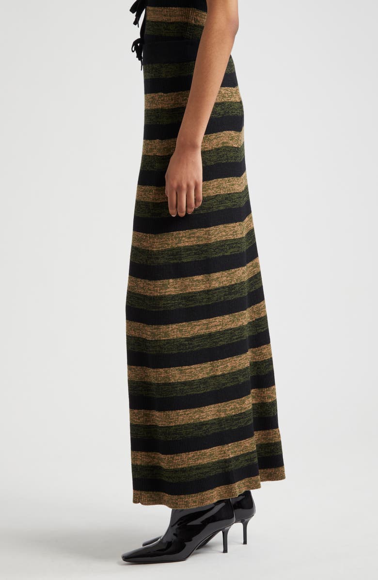 Ganni Stripe Merino Wool Maxi Skirt, Alternate, color, 