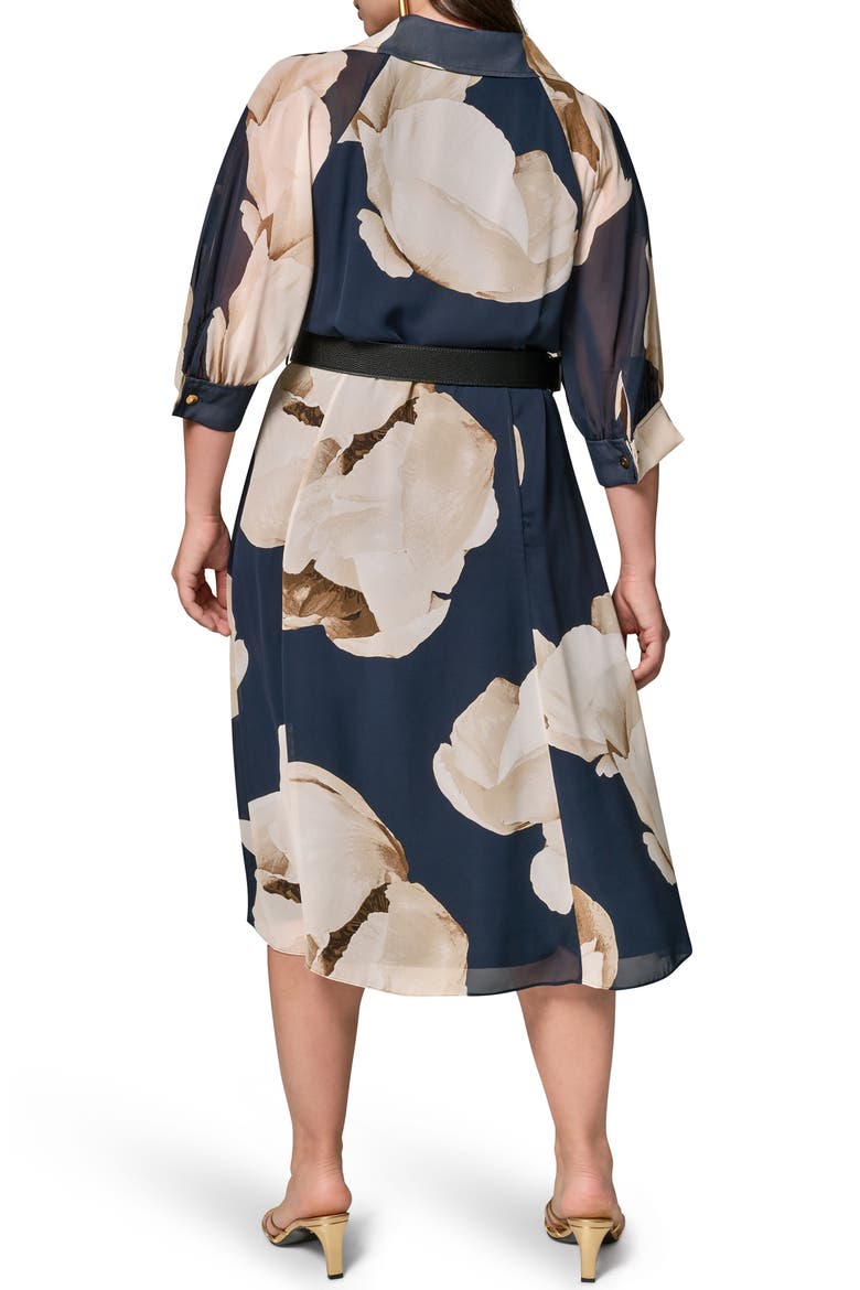Floral Print Chiffon Midi Shirtdress, Alternate, color, NIGHT SKY