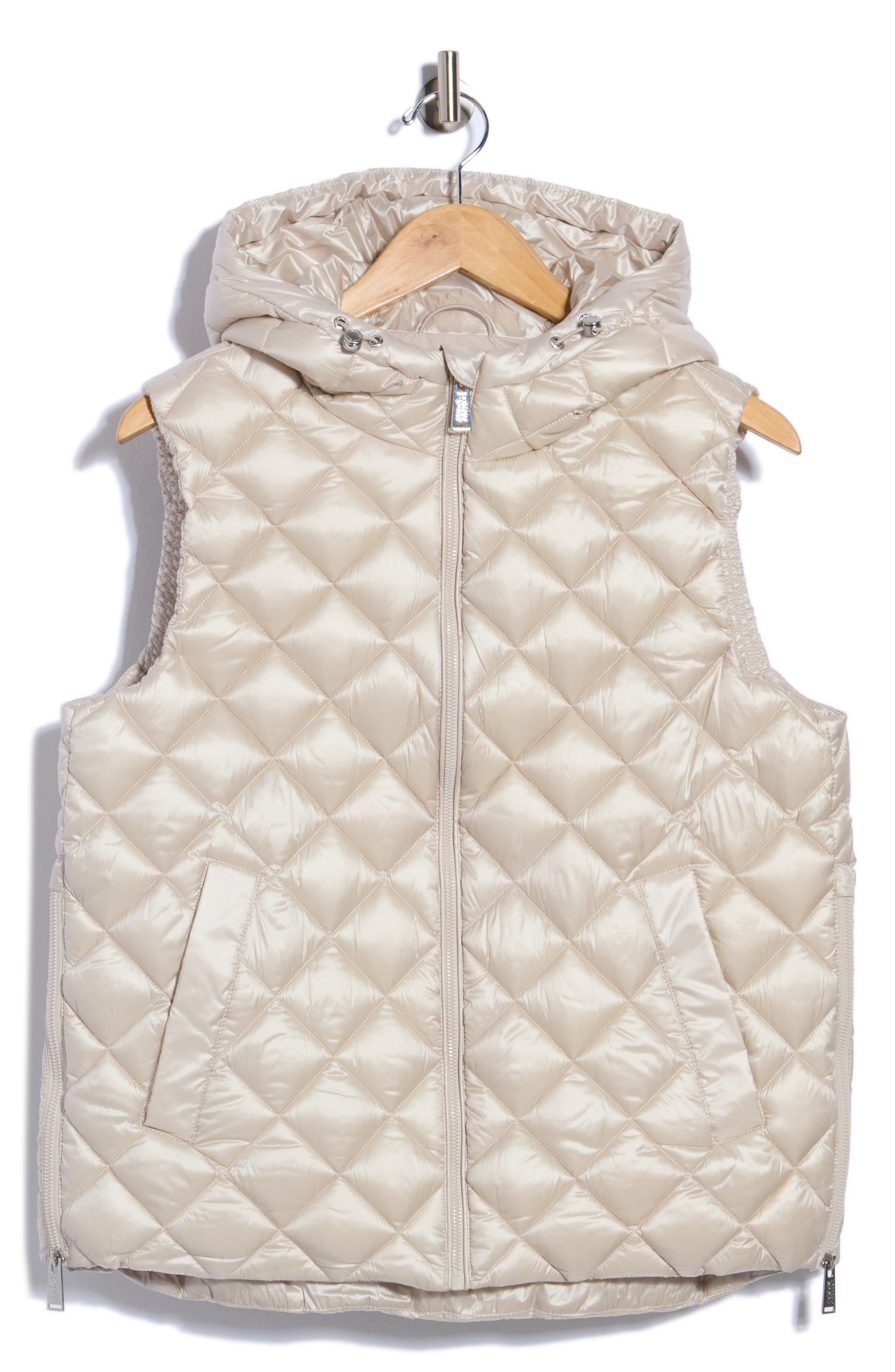 Hooded Diamond Quilted High Low Vest