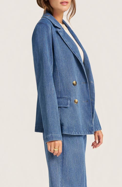 Matty M . Nash Double Breasted Denim Blazer In Blue