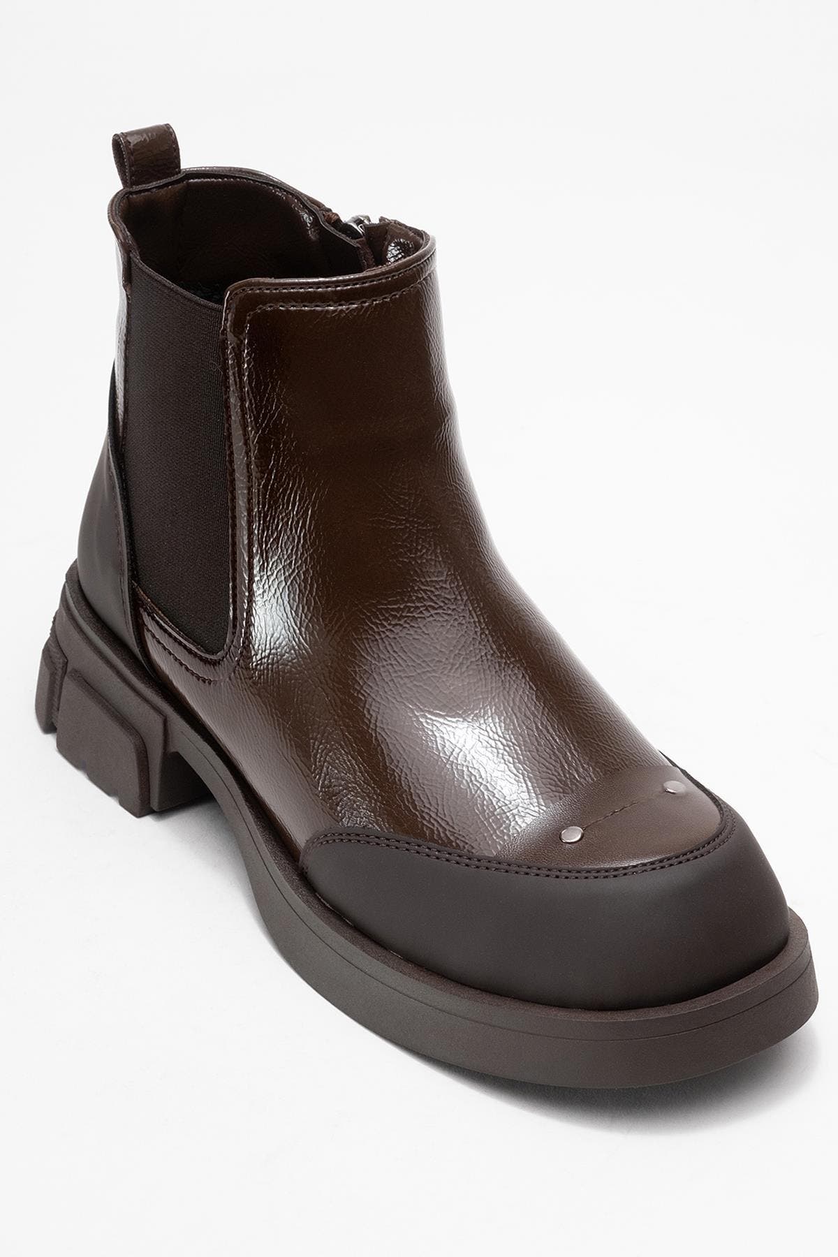 Albia Zip Boot, Alternate, color, Dark Brown Patent Leather