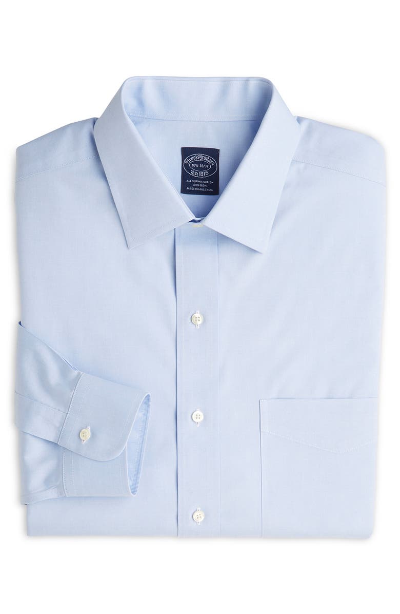 Brooks Brothers Big & Tall Pinpoint Stretch Dress Shirt, Main, color, 