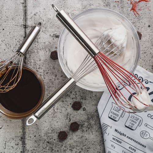 Cuisipro 8-inch Stainless Steel And Silicone Egg Whisk In Red