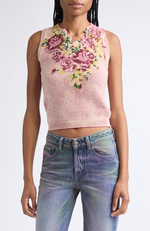 M-Raris Floral Wool Blend Sweater Vest