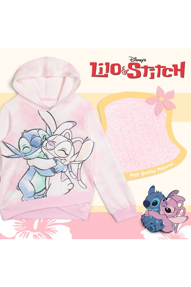 Lilo & Stitch Fleece Pullover Hoodie, Alternate, color, Stitch Angel Pink Dye