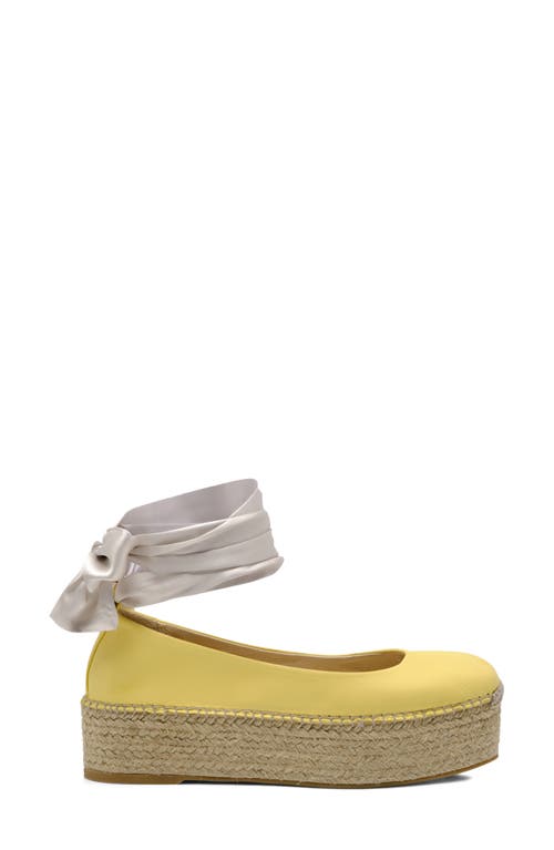 Free People Starboard Ankle Wrap Platform Espadrille In Lemon