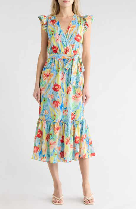 Sam Edelman Floral Flutter Sleeve Maxi Dress
