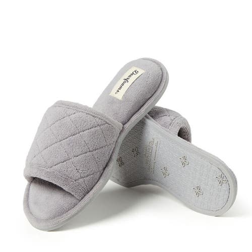 DEARFOAMS DEARFOAMS BEATRICE QUILTED MICROFIBER TERRY SHOWER SLIDE SLIPPER