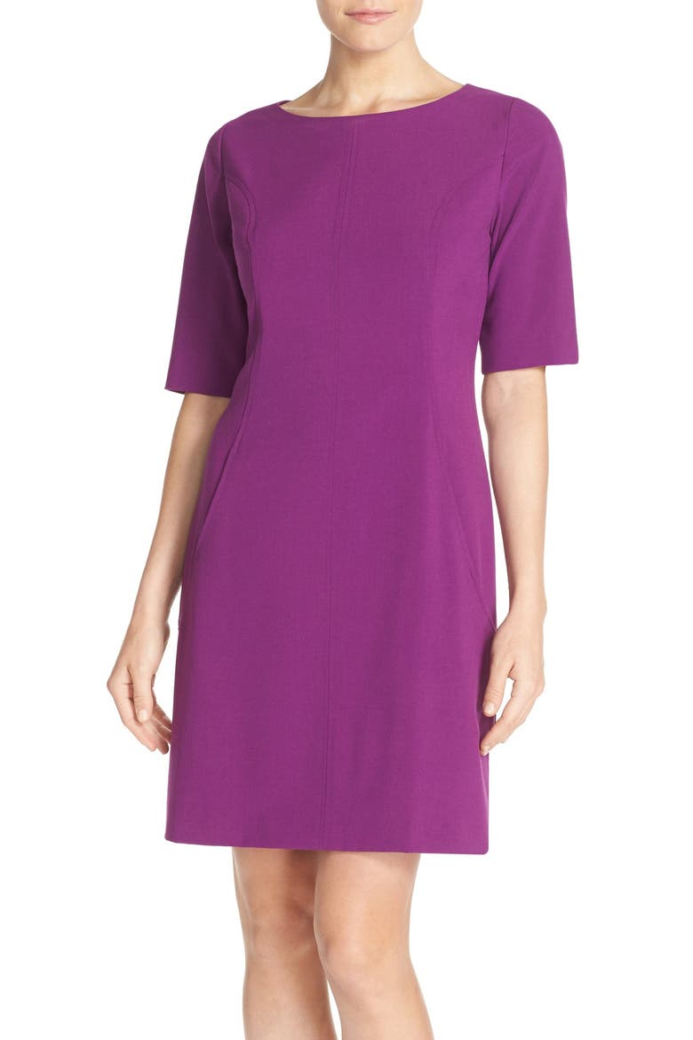 Seamed A-Line Dress, Main, color, BRIGHT VIOLET