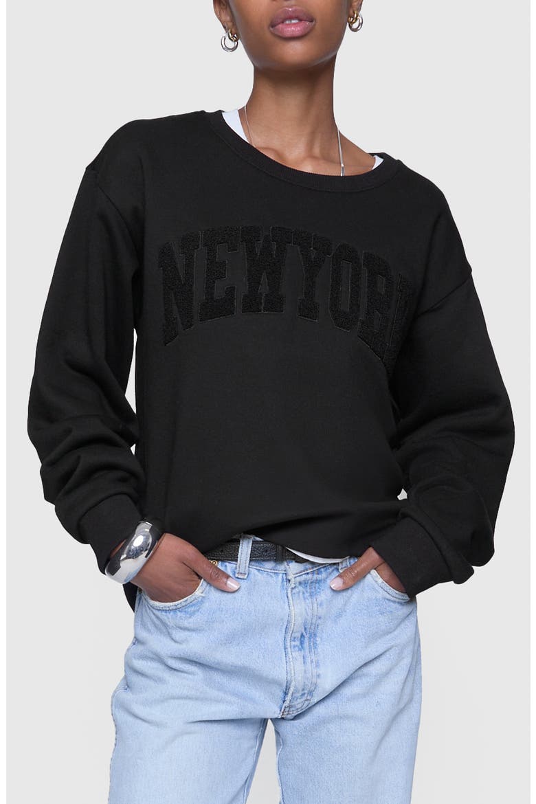 New York Crewneck Sweatshirt, Main, color, TRUE BLACK
