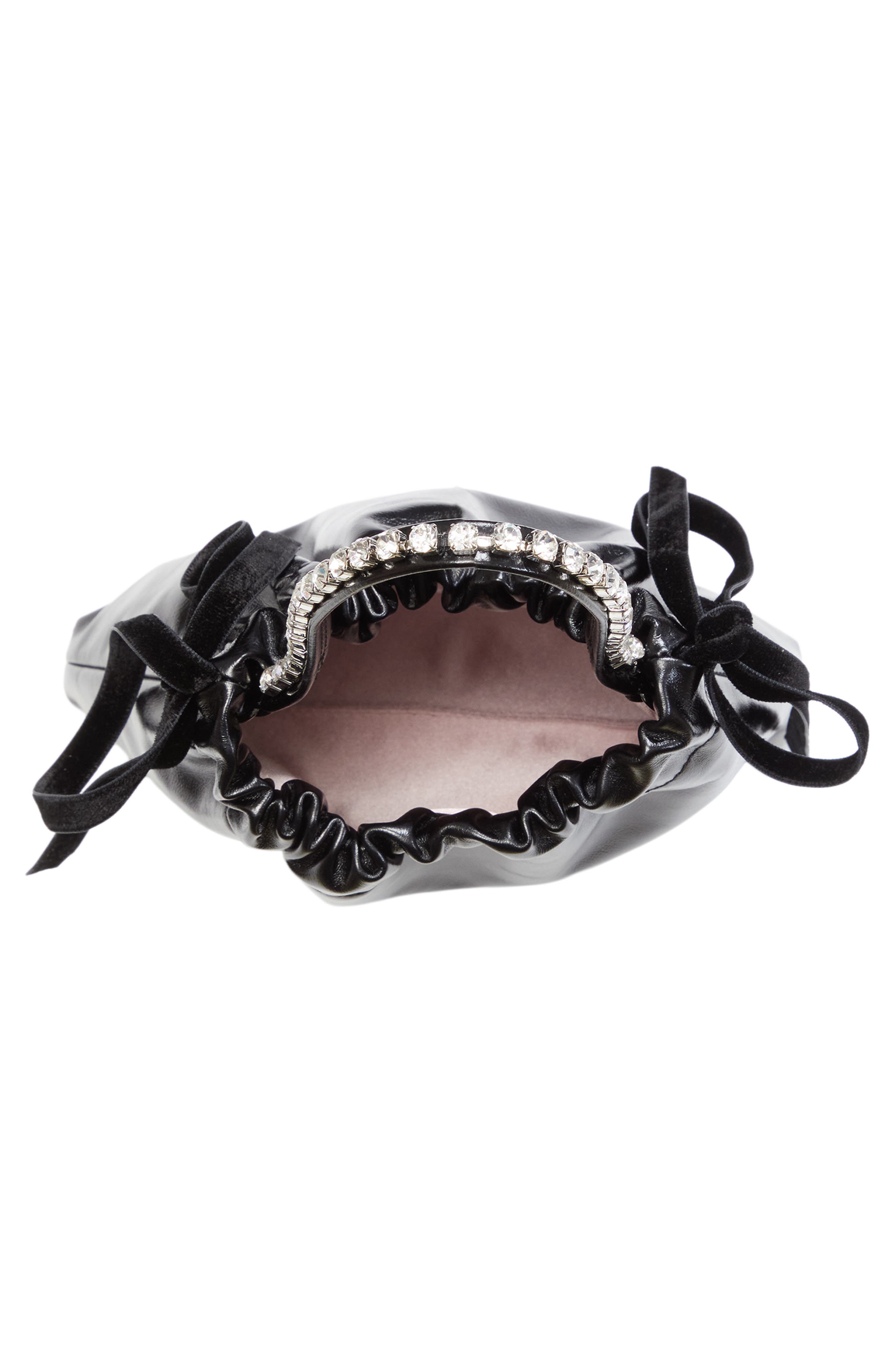 Jimmy Choo Mini Drawstring Top Handle Bag, Alternate, color, Black/ Black/ Silver